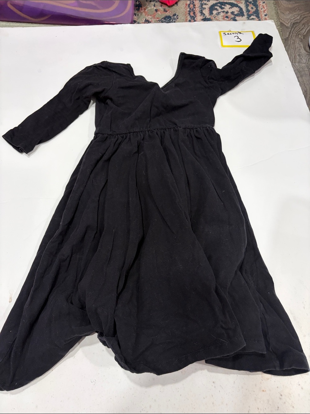 Girls' Black Long-Sleeve Casual Twirl Dress — Comfortable Everyday Wear